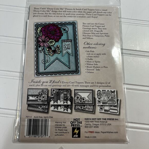 Hot Off The Press Color Me Card Toppers Lot of 4 packages - Picture 9 of 9